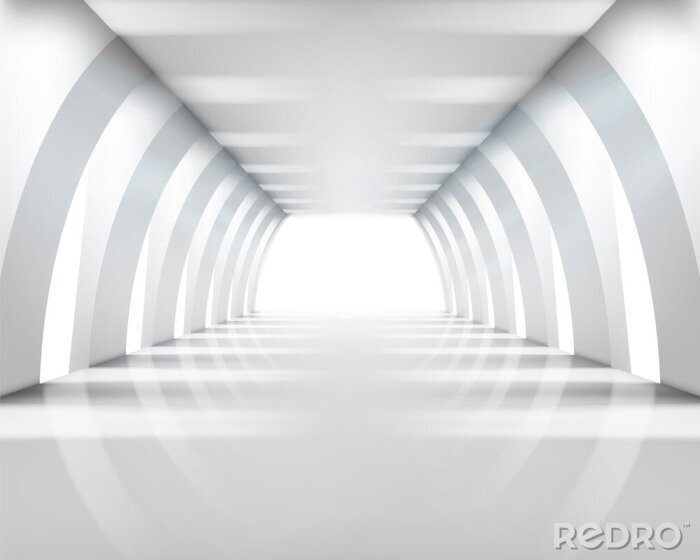 Fototapete Licht am Ende des weißen Tunnels