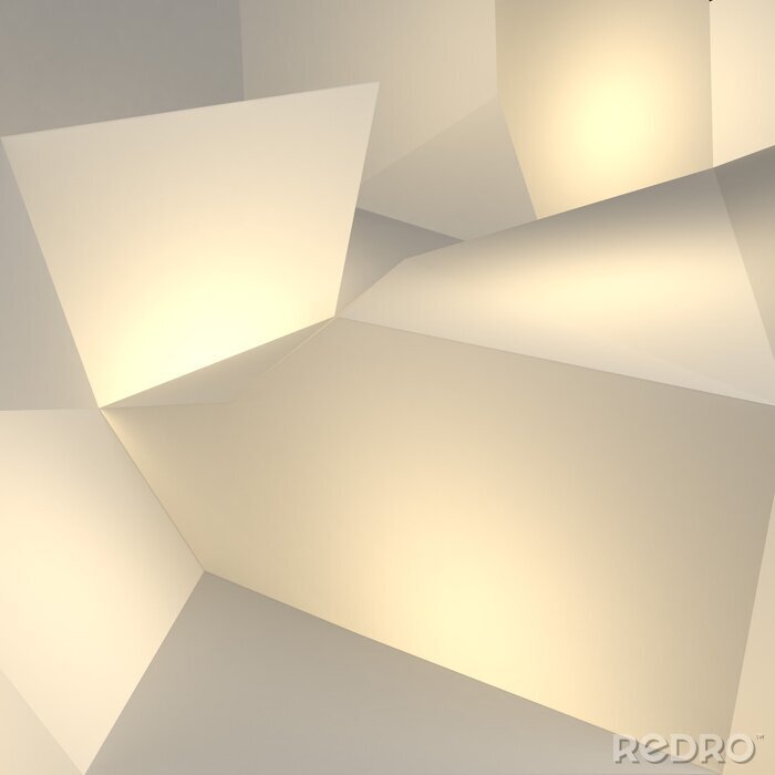 Fototapete Licht auf geometrischen 3D Blöcken