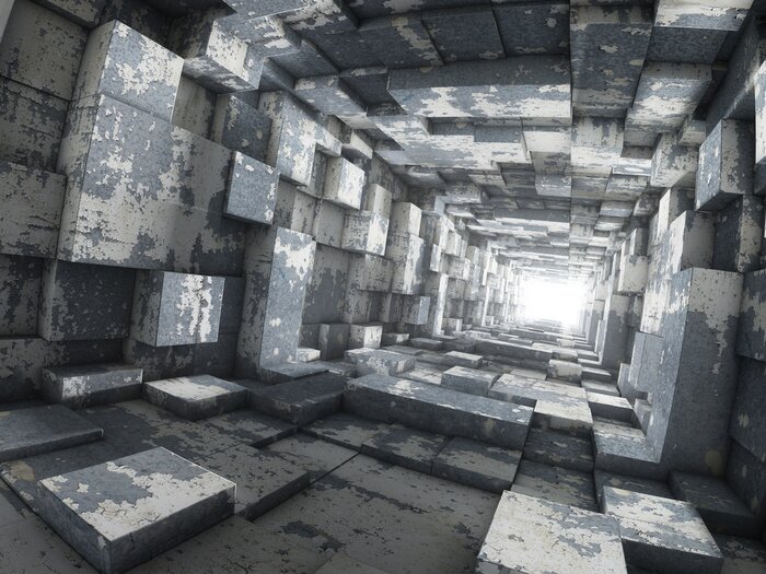 Fototapete Licht im geometrischen Tunnel