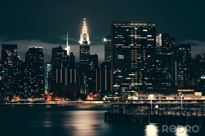Fototapete Lichter in New Yorker Wolkenkratzern