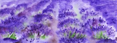 Fototapete Lila gemalte Lavendelfelder