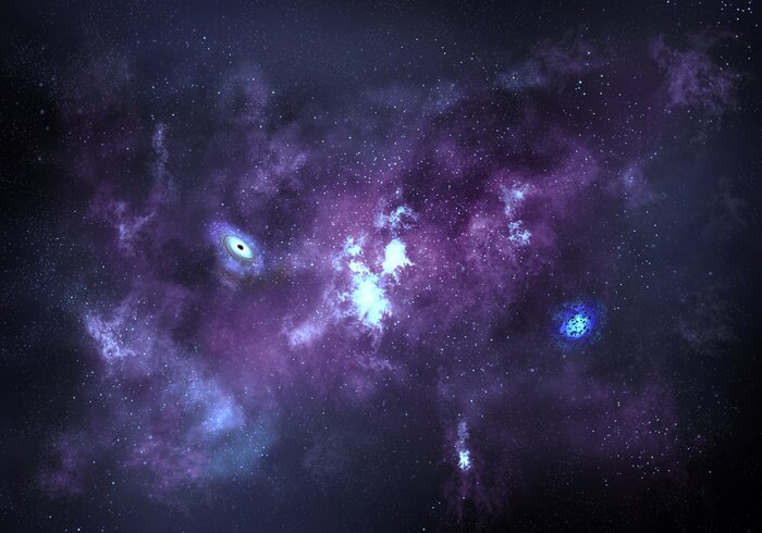 Fototapete Lila Nebel in Weltraum