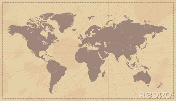 Fototapete Linien vor Weltkarte