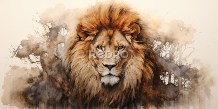 Fototapete lion drawing a watercolor painting of a lion details and realistic textures Generative AI Digital Illustration Part#060723