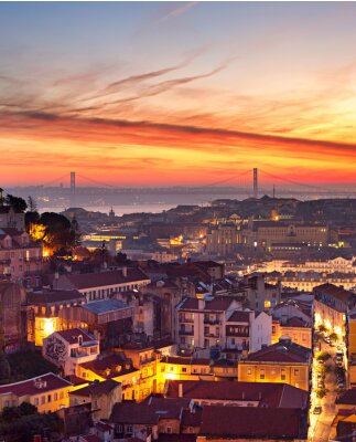 Lissabon Portugal und Sonnenuntergang