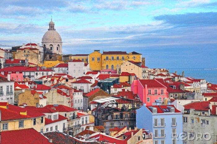 Fototapete Lissabon und bunte Häuser