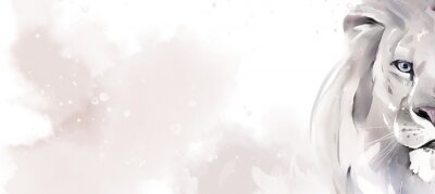 Fototapete Löwe auf Aquarell-Hintergrund in Grau