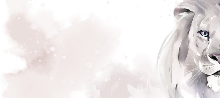 Fototapete Löwe auf Aquarell-Hintergrund in Grau