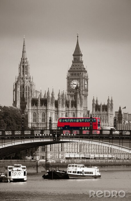 Fototapete London auf Illustration in Sepia