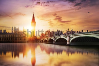 Fototapete London bei Sonnenuntergang mit Blick auf Big Ben