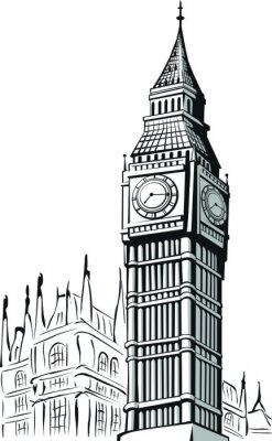 Fototapete London Big Ben Grafische Illustration
