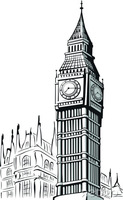 Fototapete London Big Ben Grafische Illustration