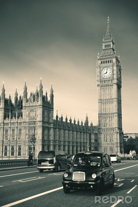 Fototapete London Big Ben und Taxis