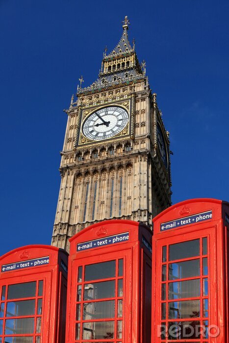 Fototapete London Big Ben und Telefonzellen