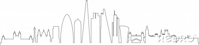 Fototapete LONDON City Skyline Silhouette Cityscape Vector