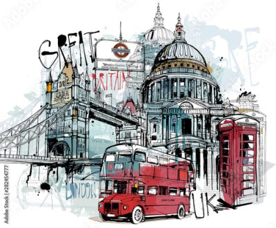 Fototapete London Collage