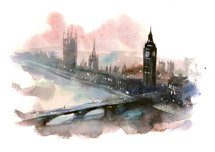 Fototapete London in Aquarell