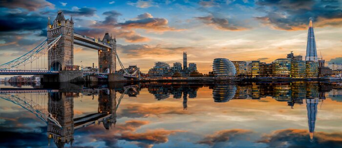 Fototapete London Panorama mit Tower Bridge