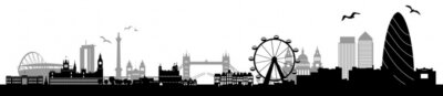 Fototapete London Schwarz-weiße Symbole