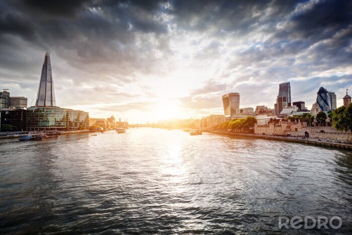 Fototapete London Sonnenuntergang über der Themse