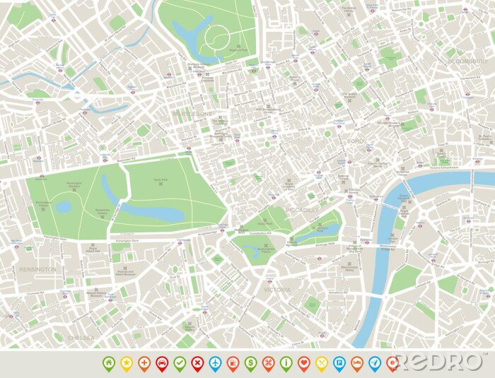 Fototapete London Stadtkarte