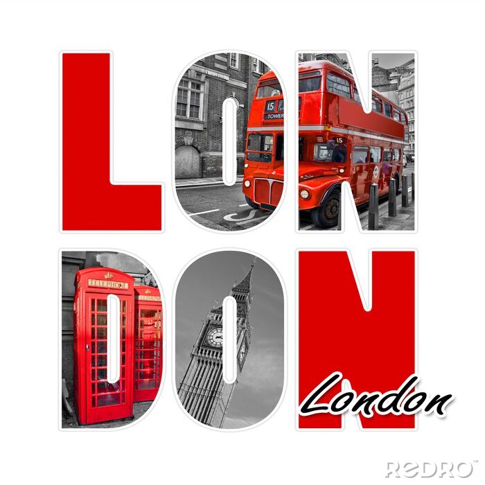 Fototapete Londoner rote Illustrationen