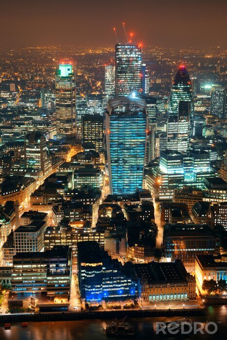 Fototapete Londoner Wolkenkratzer bei Nacht