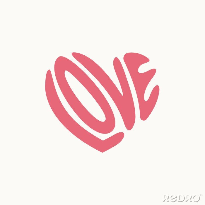 Fototapete love typography heart shape logo
