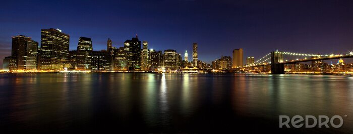 Fototapete Lower Manhattan-Panorama in der Dämmerung, New York
