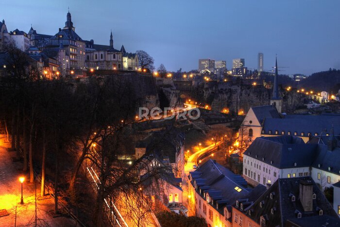 Fototapete Luxemburg Skyline bei Nacht