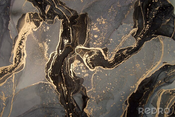 Fototapete Luxuriöse abstrakte Marmorstruktur mit goldenen Akzenten