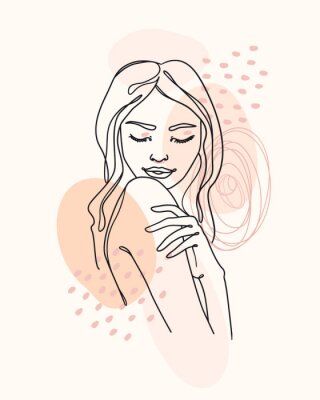 Fototapete Mädchengesicht mit durchgehender Linie