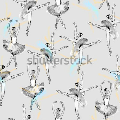 Fototapete Mädchenhaftes Muster mit Ballerinen