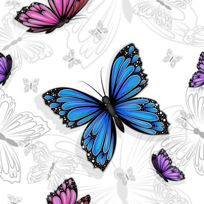 Fototapete Mädchenhaftes Muster von Schmetterlingen