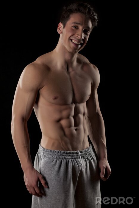 Fototapete Männlicher Akt auf schwarzem Hintergrund nach Maß - myredro.de