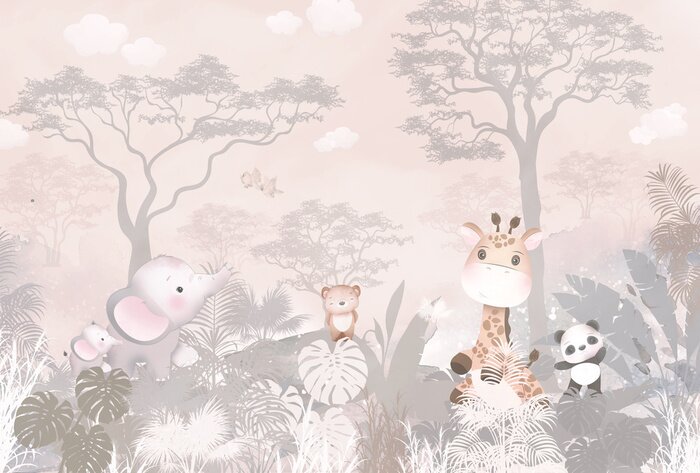 Fototapete Märchenhafte Tiere im tropischen Dschungel