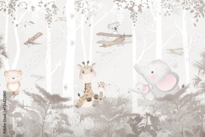 Fototapete Märchenhafte Tiere zwischen Bäumen