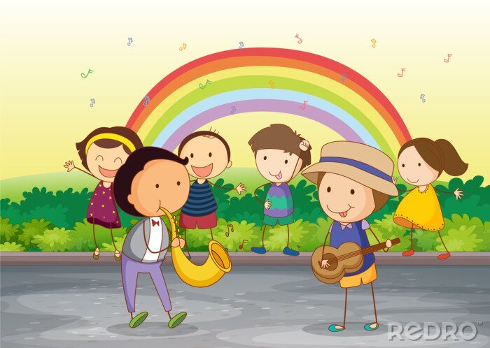 Fototapete Märchenkinder und Musik