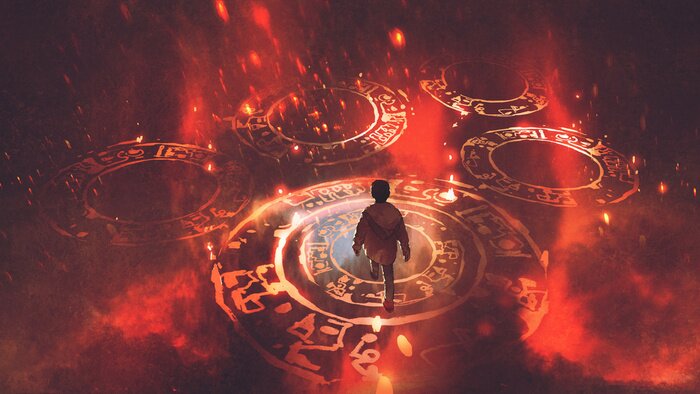 Fototapete Magische rote Kreise