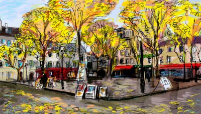 Fototapete Malerische Straße von Paris