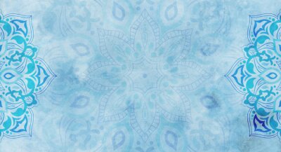 Fototapete Mandala blauer Aquarellhintergrund