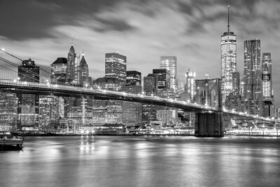 Fototapete Manhattan und Brooklyn-Brücke Schwarzweiss, New York