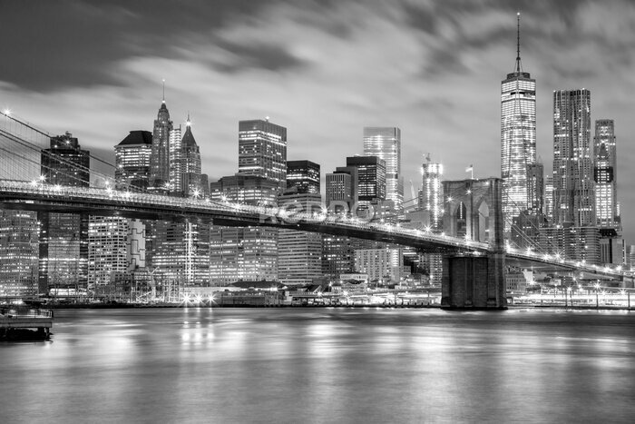 Fototapete Manhattan und Brooklyn-Brücke Schwarzweiss, New York