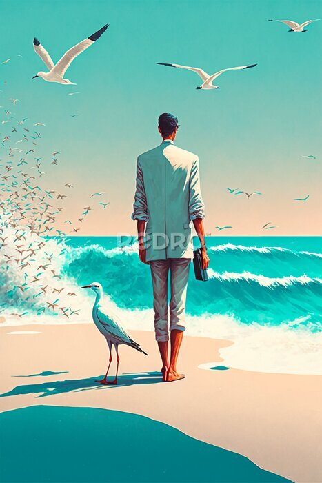 Fototapete Mann am Strand