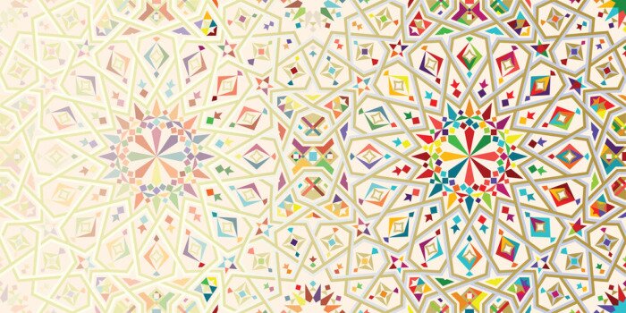 Fototapete Marokko-Desintegrationsvorlage. Islamisches Mosaikdesign. Abstrakter Hintergrund