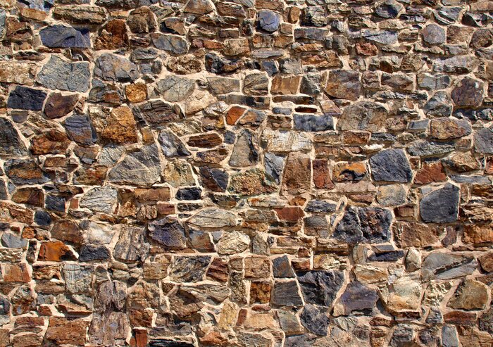 Fototapete Mauer aus bunten schönen Steinen