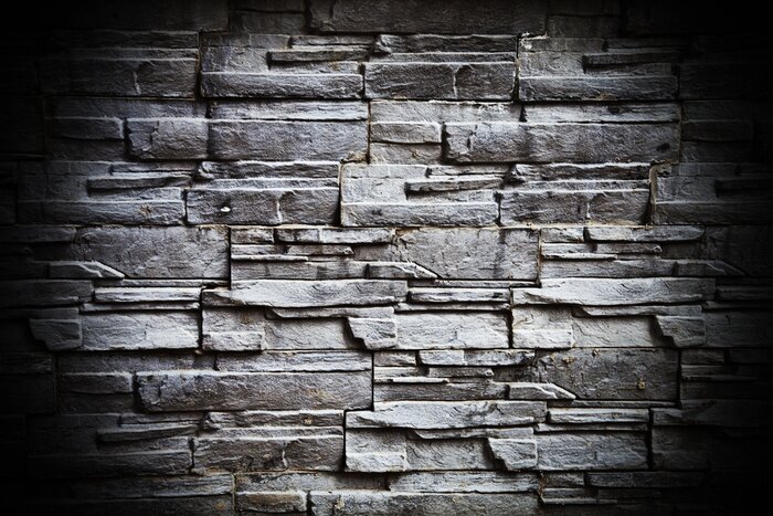 Fototapete Mauer aus dunklen Schiefern
