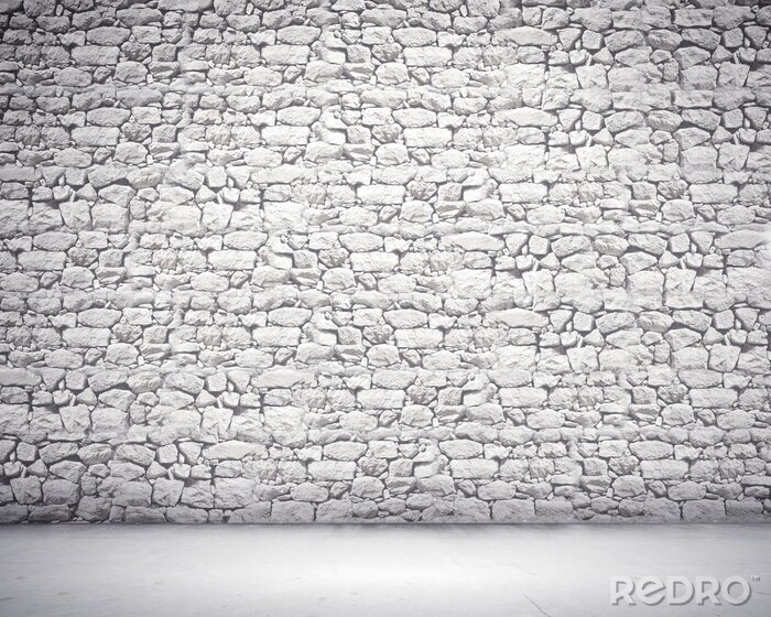 Fototapete Mauer aus hellen unregelmäßigen Steinen