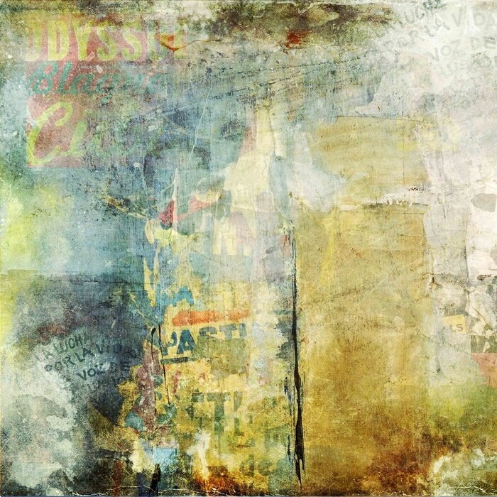 Fototapete Mauer mit Posters im Vintage-Stil