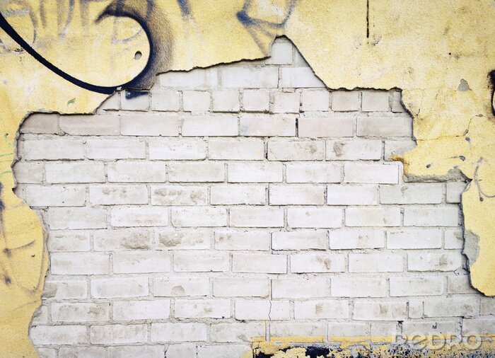 Fototapete Mauer unter gelber Farbe